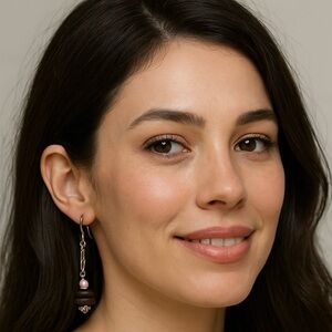 Handmade Coffee Bean Dangle Earrings with Faux Pearl & Stainless Steel Hooks NWT